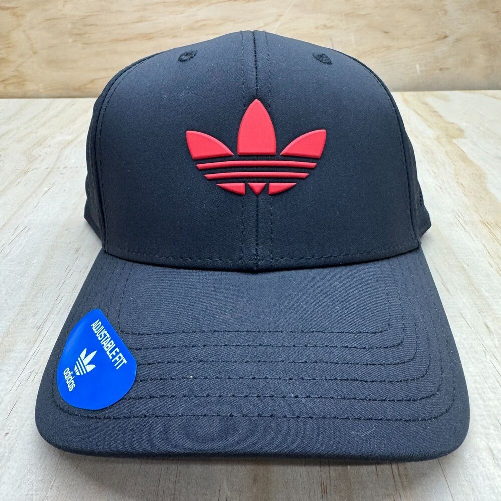 NEW adidas Originals Beacon Trefoil III Snapback Hat Black Red OSFM